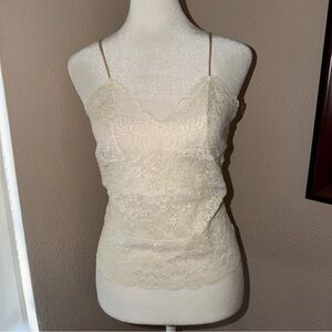Vintage Y2K Abercrombie & Fitch 2000s Sheer Lace Cami Babydoll Tank Tpp